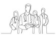 © OneLineStock - continuous vector line drawing of team of doctors