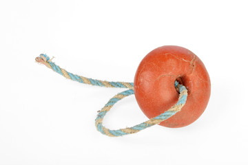Fishing net float buoy with piece of rope