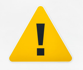 yellow triangle warning sign icon isolated