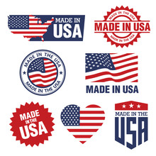 Vector Set Of Made In The USA Labels
