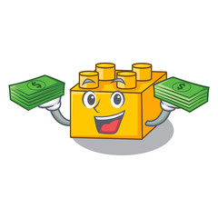 Poster - With money building Blocks tyos Isolated on cartoon