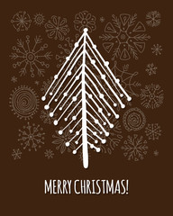 Wall Mural - Christmas tree, greeting card for your design