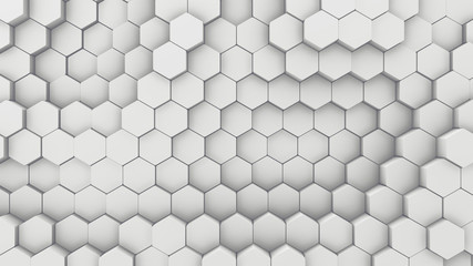 Wall Mural - abstract hexagon geometric texture. white surface illustration. light bright and clean hexagonal gri