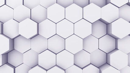 Wall Mural - abstract hexagon geometric texture. white surface illustration. light bright and clean hexagonal gri
