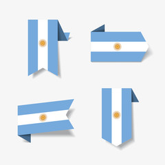 Argentinean flag stickers and labels. Vector illustration.