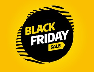 Wall Mural - Black Friday sale inscription design template. Yellow banner Black Friday. Vector illustration eps 10.