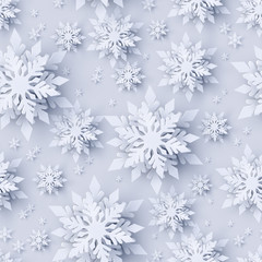 Wall Mural - vector merry christmas and happy new year seamless pattern design with 3d white realistic layered pa