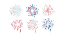 Fireworks Set, Design Element For Holidays, Celebration Party, Anniversary Or Festival Vector Illustration On A White Background