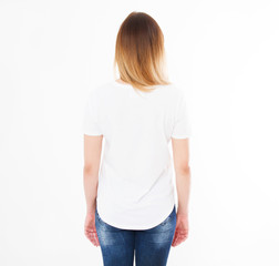 Canvas Print - back view girl in tshirt, mock up.copy space,template