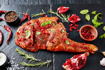 Wall Mural - leg of a lamb marinated with spices