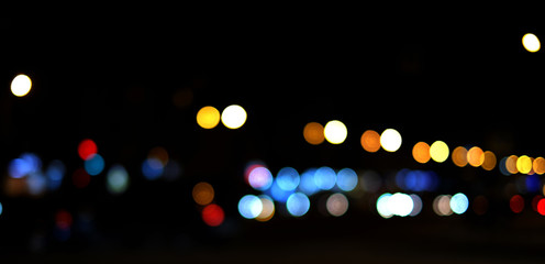 Night city street lights bokeh background