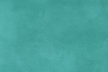 Turquoise Matt Suede Fabric Closeup. Velvet Texture.