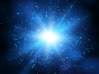 Wall Mural - shards of broken glass. abstract blue explosion. vector illustration.