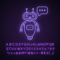 Poster - Chatbot typing answer neon light icon