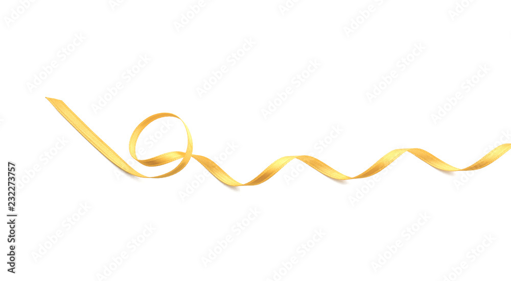 Beautiful golden ribbon on white background