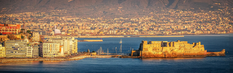 Poster - Panoramic aerial view of Castel dell'Ovo in Naples