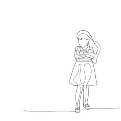 Wall Mural -  isolated, sketch of simple lines girl