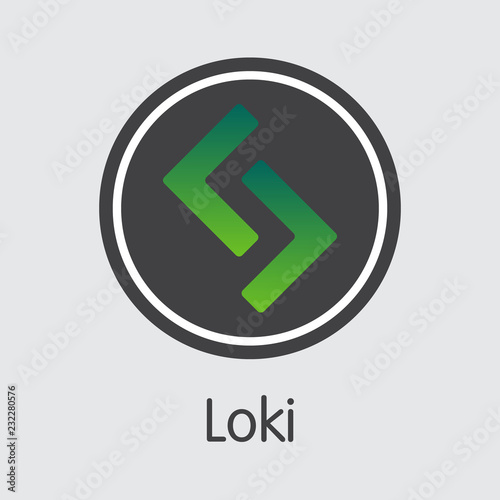 Fotografie, Obraz Loki Crypto Currency Coin. Vector Symbol of LOKI. Vector Icon