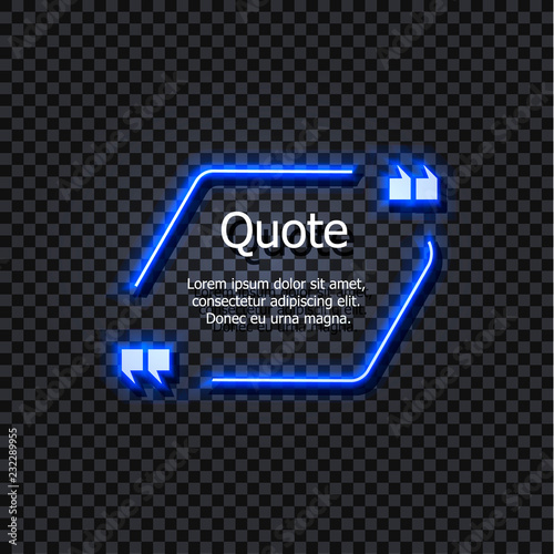 Fotografía Vector Glowing Text Frame, Quotation Box, Shining Light Blue Element Isolated