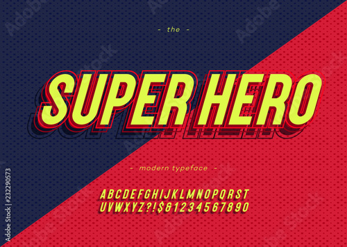 Vector Bold Super Hero Font Trendy Typography Color Style For