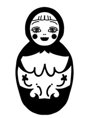 matryoshka traditional  russia dolls  illustration   black white  colors