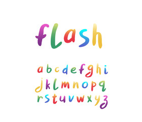 Fototapete - Alphabet modern design. Hand brush font. Rainbow color. Lowercase letters. EPS 10