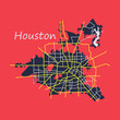 Flat Map Houston city. Texas Roads