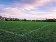 wide angle shot the cornor of football filed on morning time