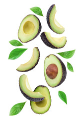 Wall Mural - Collection of brown avocados isolated on white background