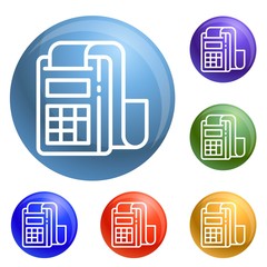 Poster - Pay device icons set vector 6 color isolated on white background