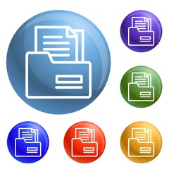 Poster - Tax folder icons set vector 6 color isolated on white background