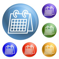 Poster - Office calendar icons set vector 6 color isolated on white background