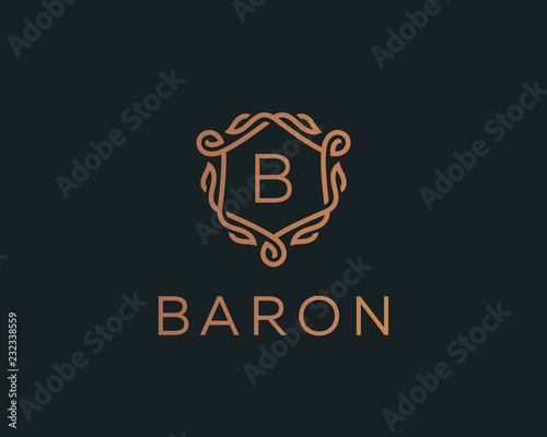 Photographie Premium linear shield monogram letter B logotype
