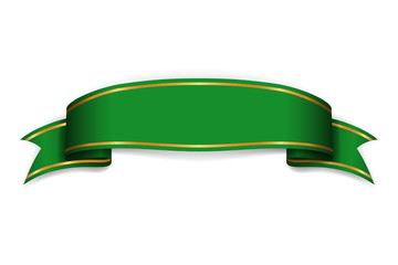 ribbon green banner. sign satin blank promotion, web, advertising banner. shiny ribbon scroll design