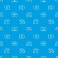 Poster - Vintage boombox pattern vector seamless blue repeat for any use