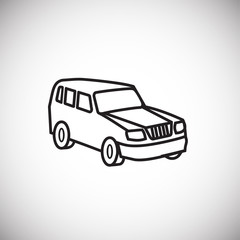 Poster - Family car thin line on white background icon