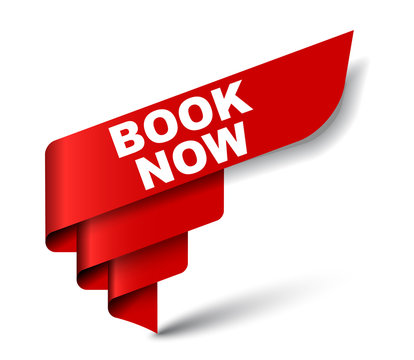 red vector banner book now