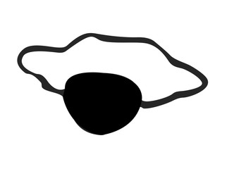 Black eye patch silhouette, isolated on white background