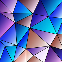 Abstract Vitrage With Triangular Multi Colors Grid