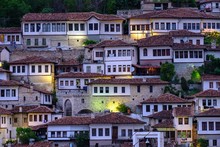 Ottoman Houses, Mangalem District, Dusk, Berat, Qark Berat, Albania, Europe