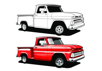 Wall Mural - old red pickup truck