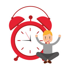 Sticker - boy sitting clock alarm wake up