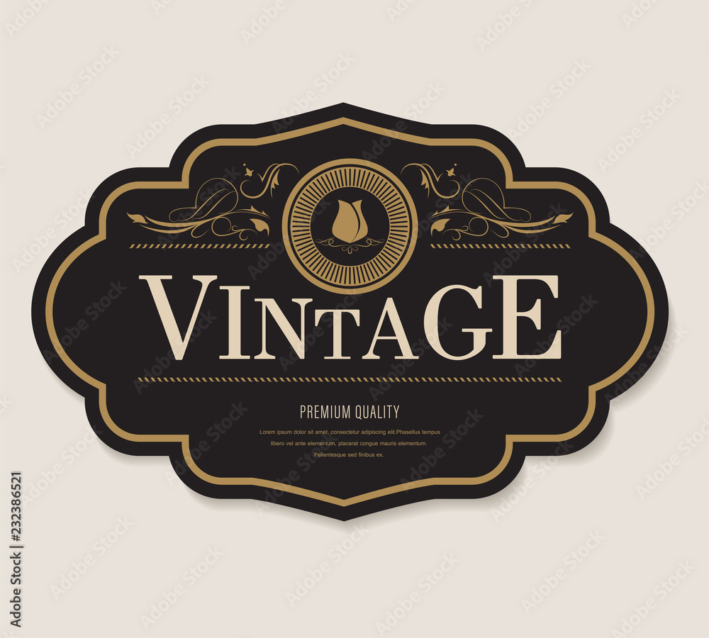 antique label and vintage banner retro style frame border. - obrazy, fototapety, plakaty 