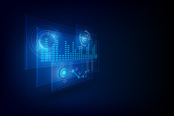 Poster - hud interface ui template cyber innovative concept. holographic 3d ui design, technical illustration
