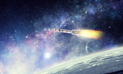 Wall Mural - rocket space ship . mixed media