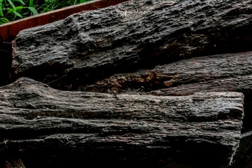 Close up of aged firewood.