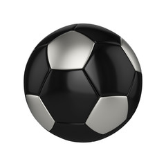 Soccer ball isolated on white background. Black and silver football ball.