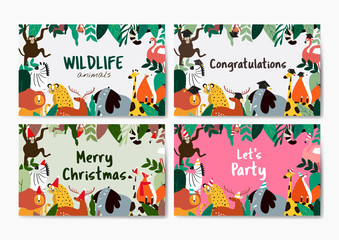 Wall Mural - Animals theme card template collection vector