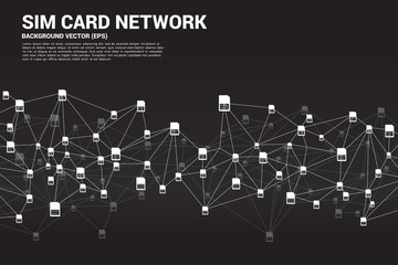 Poster - Vector Polygon sim card network dot connect line. Concept for international sim card service  and network.