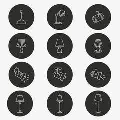 Sticker - Lighting icon set. Vector illustration. Round button.